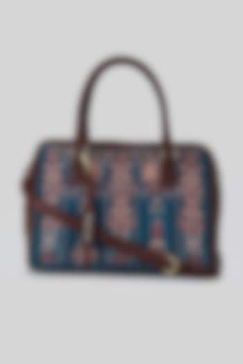 Blue & Tan Printed Grab Bag by Ritu Kumar at Pernia's Pop Up Shop