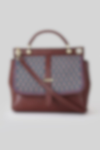 Blue & Tan Printed Sling Bag by Ritu Kumar at Pernia's Pop Up Shop