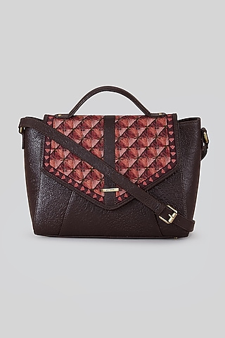 Wine Red Printed Grab Bag by Ritu Kumar