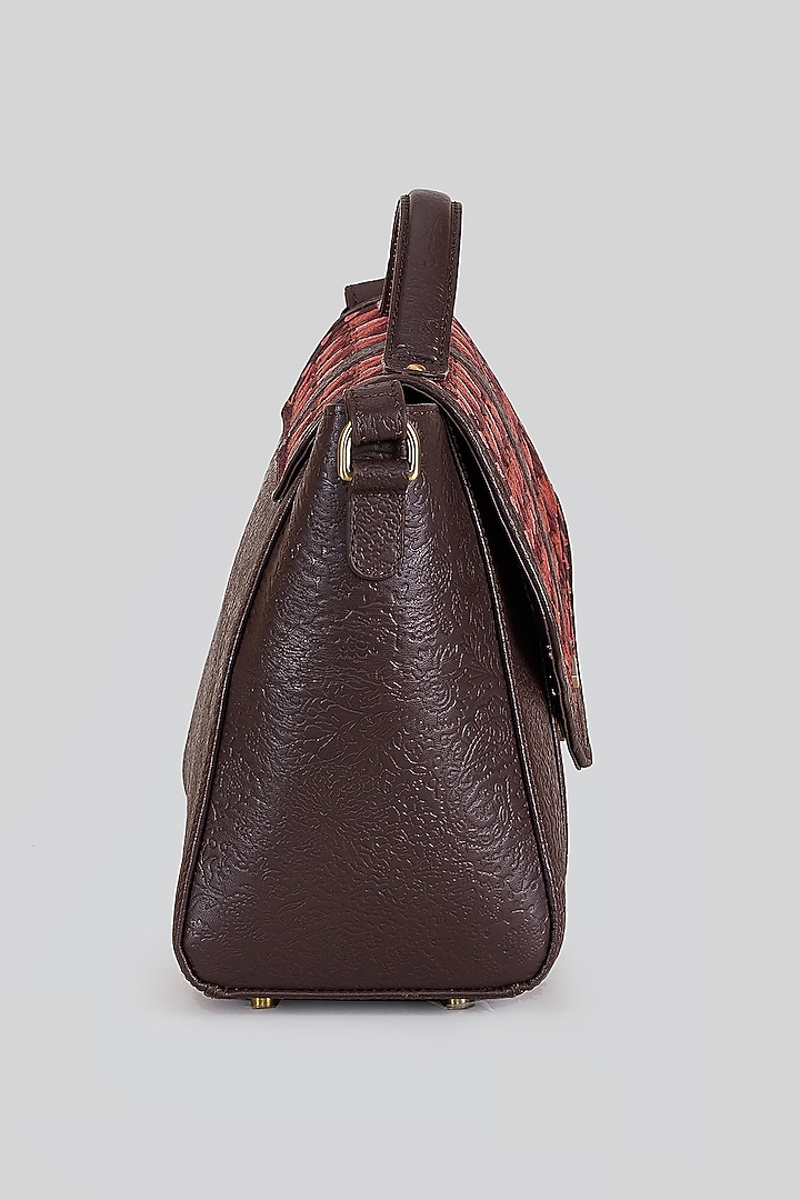 Wine Red Printed Grab Bag by Ritu Kumar at Pernia's Pop Up Shop