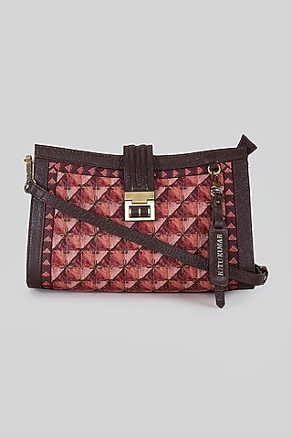 Wine Red Printed Sling Bag by Ritu Kumar