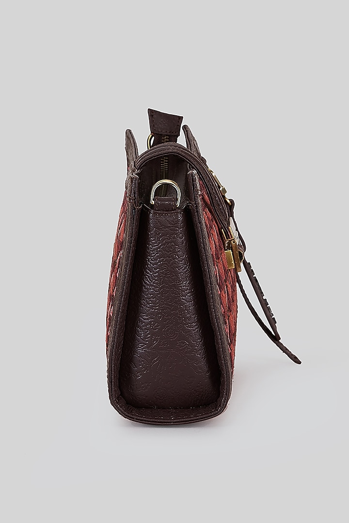 Wine Red Printed Sling Bag by Ritu Kumar at Pernia's Pop Up Shop