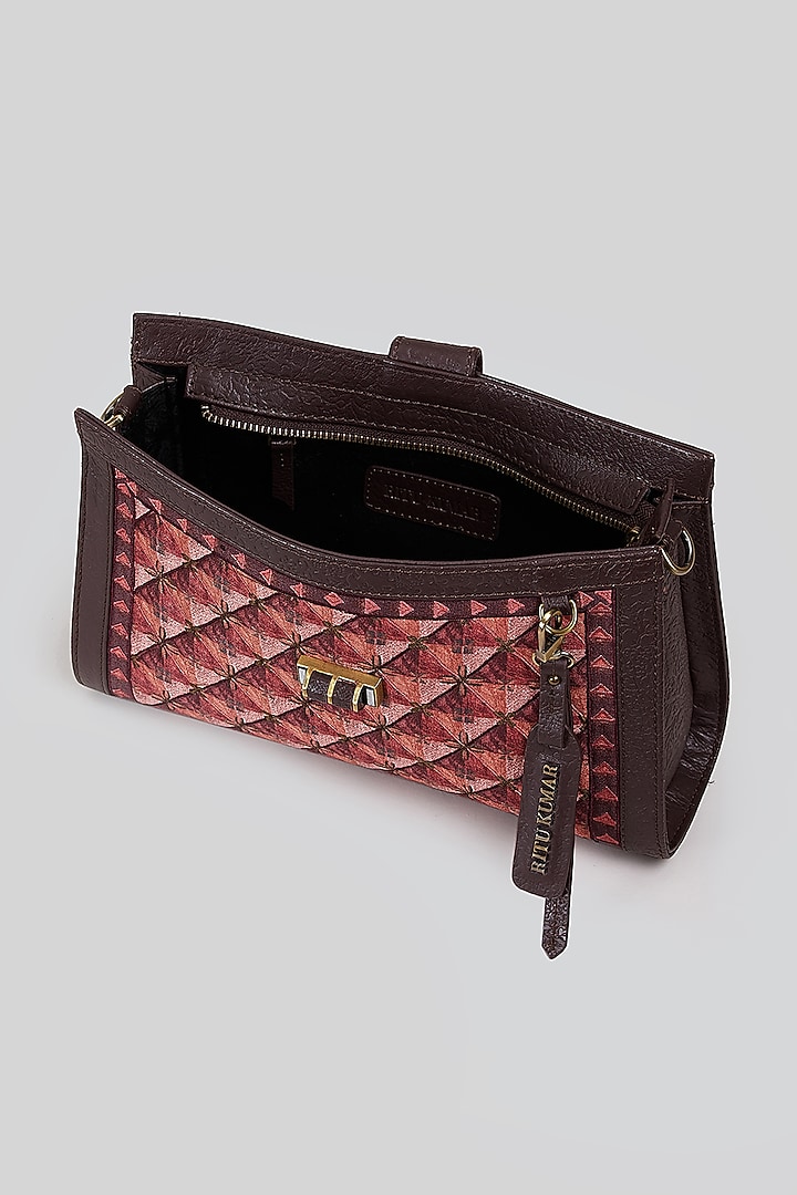 Wine Red Printed Sling Bag by Ritu Kumar at Pernia's Pop Up Shop