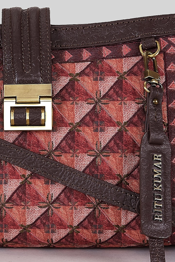 Wine Red Printed Sling Bag by Ritu Kumar at Pernia's Pop Up Shop