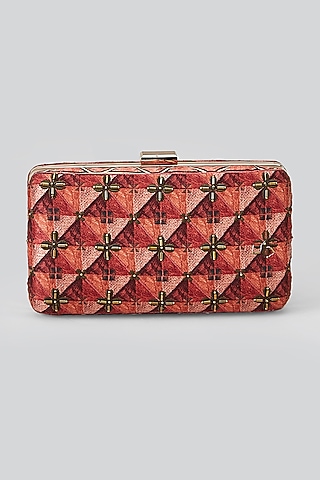 Wine Red Printed Clutch by Ritu Kumar