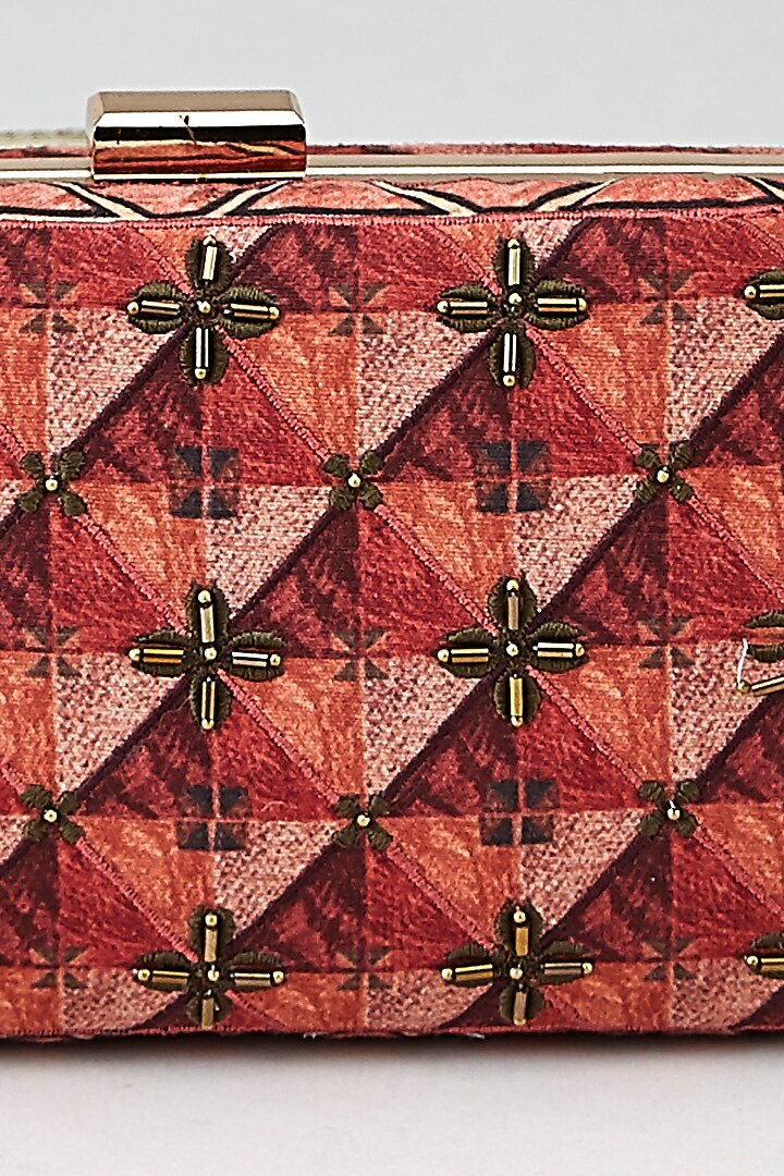 Wine Red Printed Clutch by Ritu Kumar at Pernia's Pop Up Shop