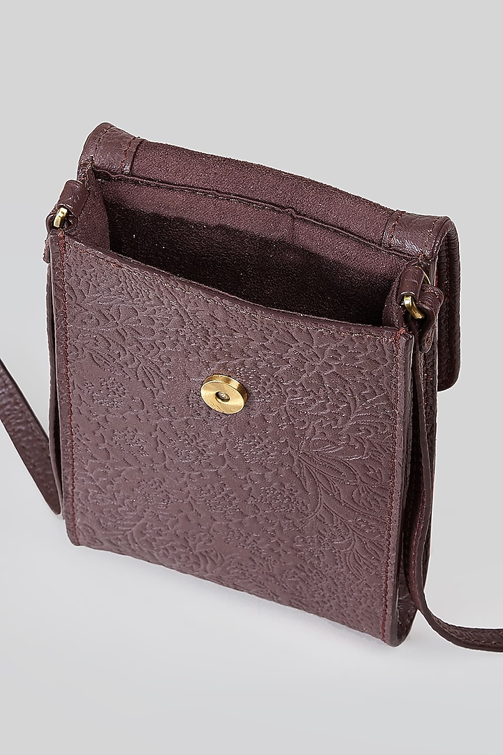 Wine Red Printed Mobile Sling Bag by Ritu Kumar at Pernia's Pop Up Shop