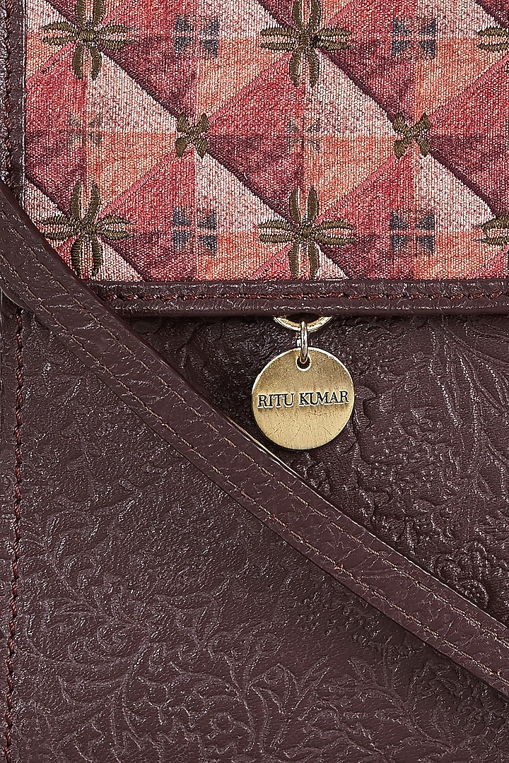 Wine Red Printed Mobile Sling Bag by Ritu Kumar at Pernia's Pop Up Shop