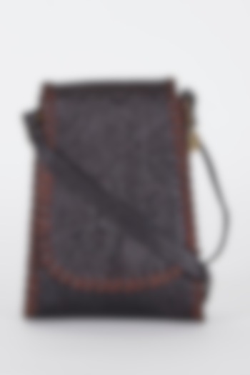 Dark Brown Embossed Printed Sling Bag by Ritu Kumar at Pernia's Pop Up Shop