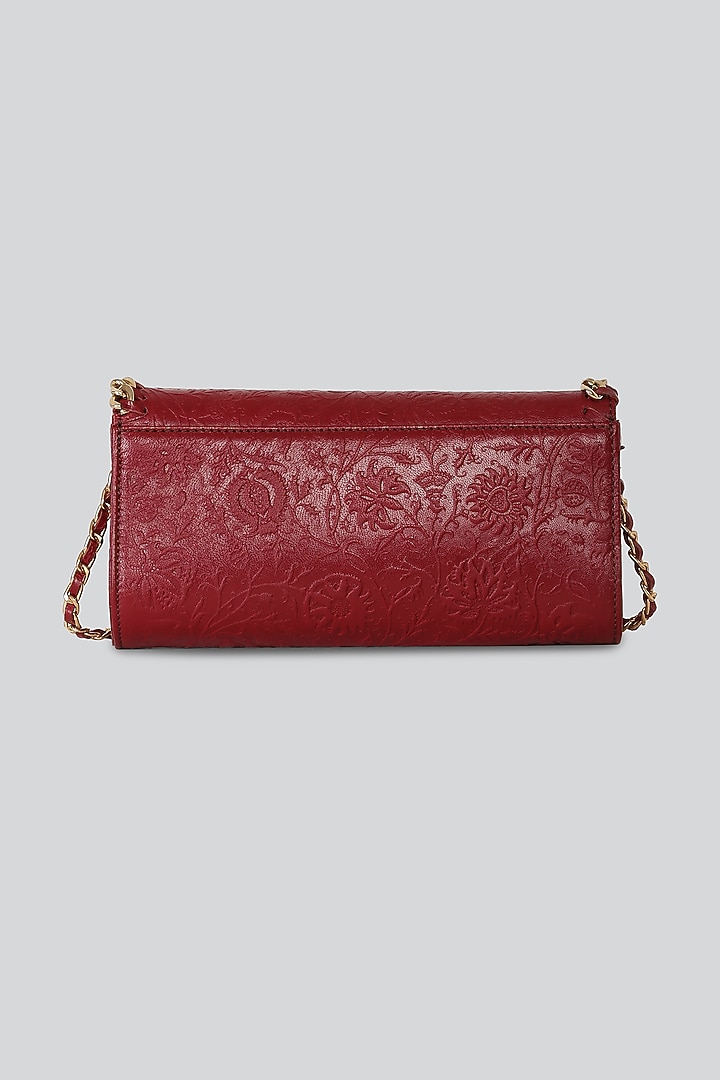 Maroon Printed Rectangle Sling Bag by Ritu Kumar at Pernia's Pop Up Shop