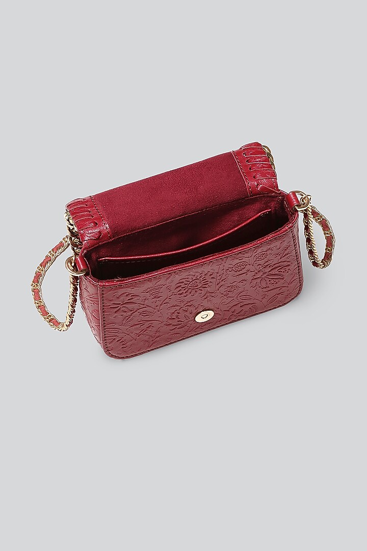 Maroon Printed Sling Bag by Ritu Kumar at Pernia's Pop Up Shop