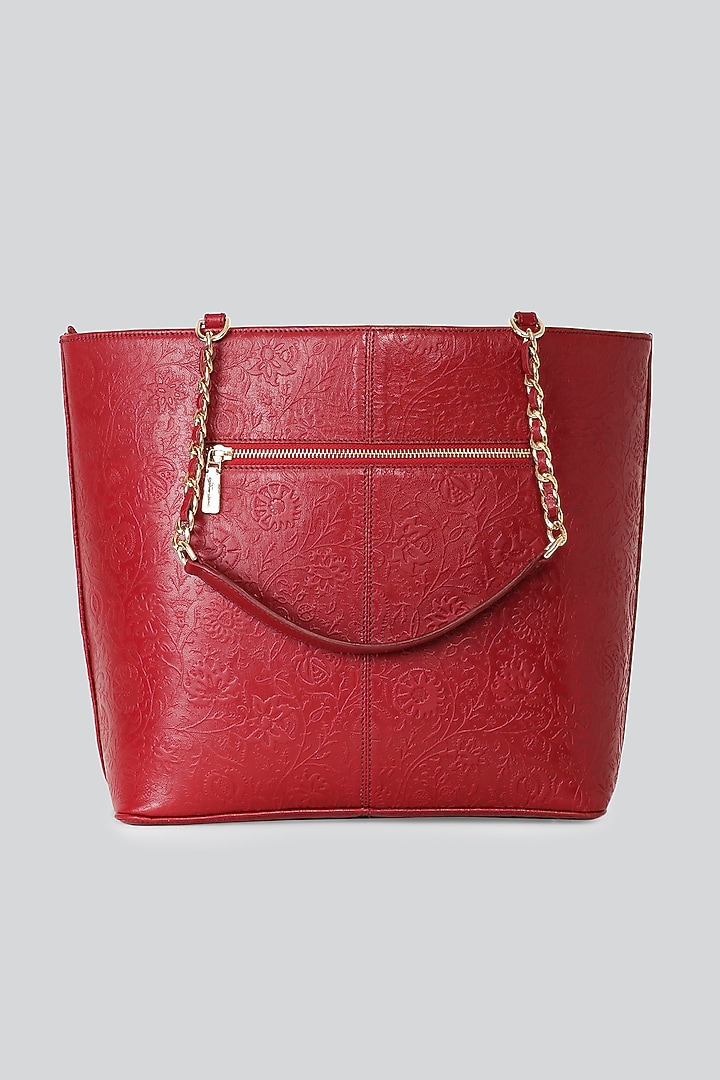 Red Leather Tote Bag by Ritu Kumar at Pernia's Pop Up Shop