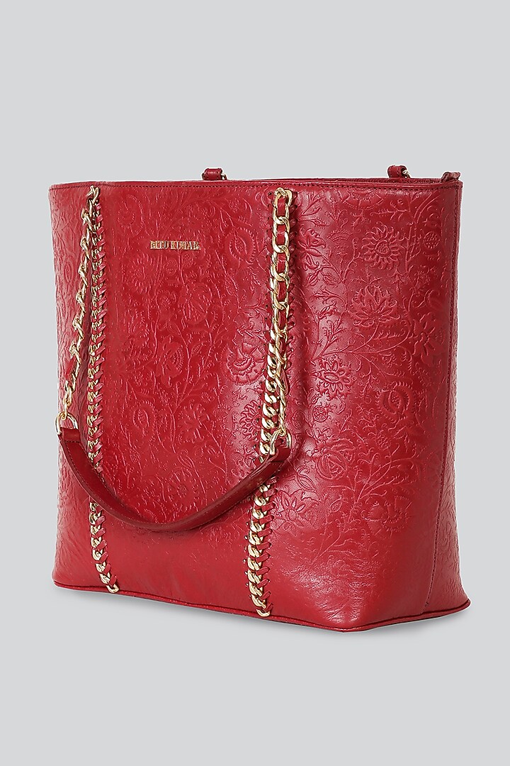 Red Leather Tote Bag by Ritu Kumar at Pernia's Pop Up Shop