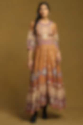 Beige Cotton Printed Dress by Ritu Kumar