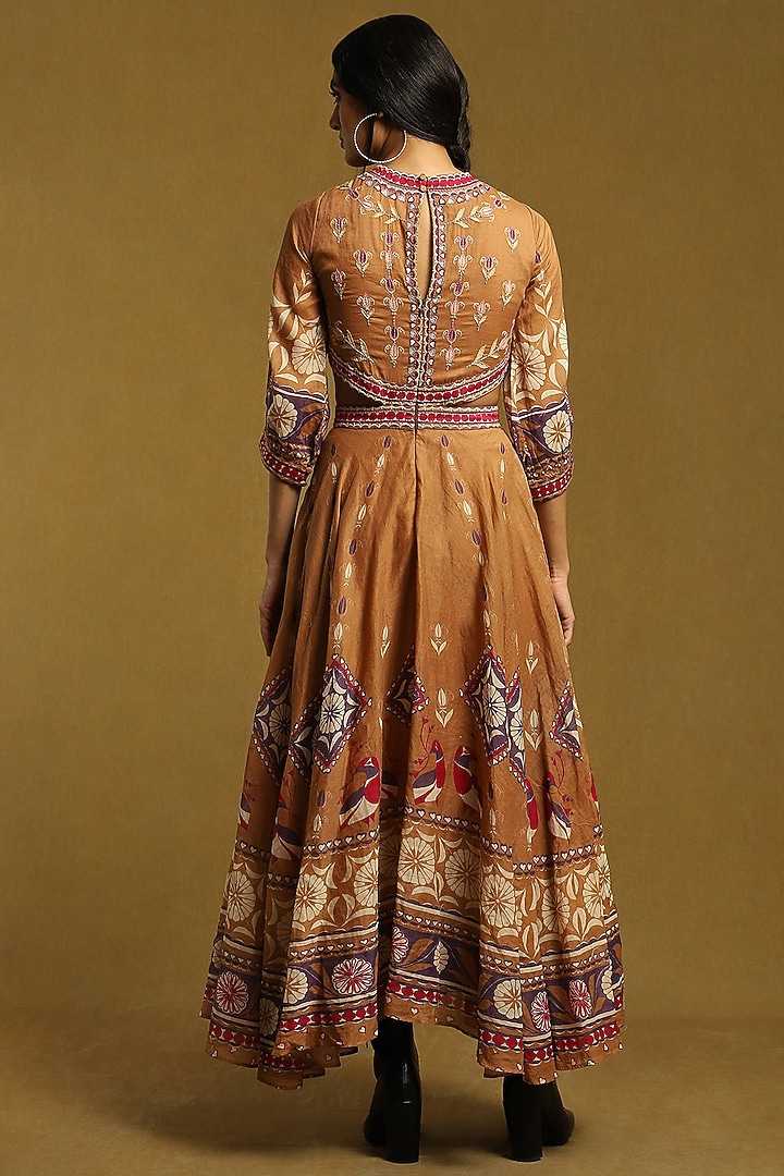 Beige Cotton Printed Vacation Dress by Ritu Kumar at Pernia's Pop Up Shop