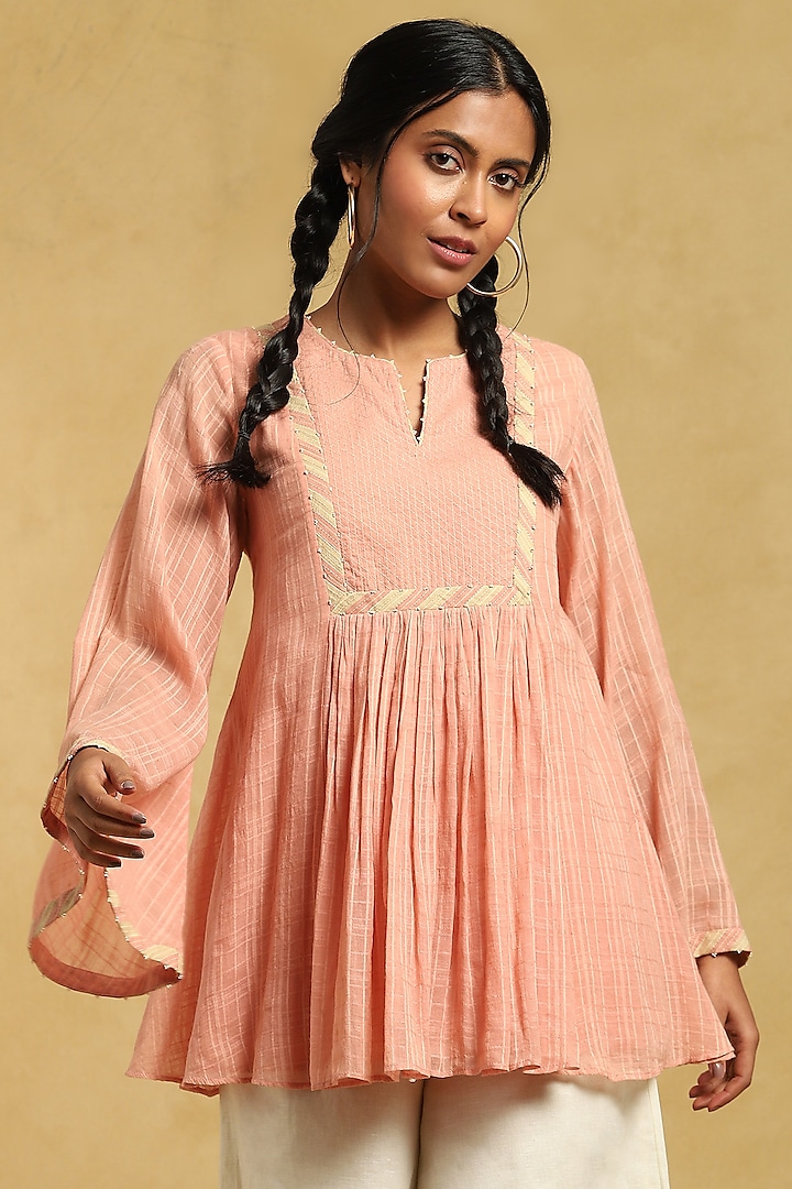 Rose Pink Cotton A-Line Kurta by Ritu Kumar at Pernia's Pop Up Shop