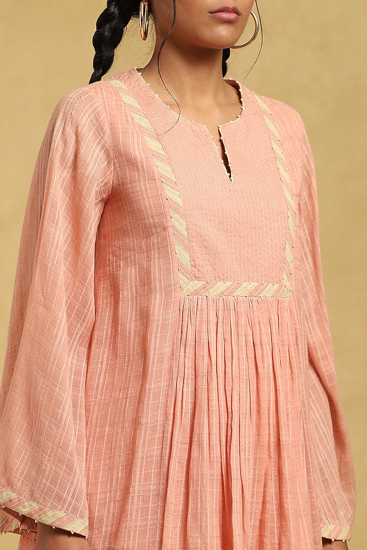 Rose Pink Cotton A-Line Kurta by Ritu Kumar at Pernia's Pop Up Shop