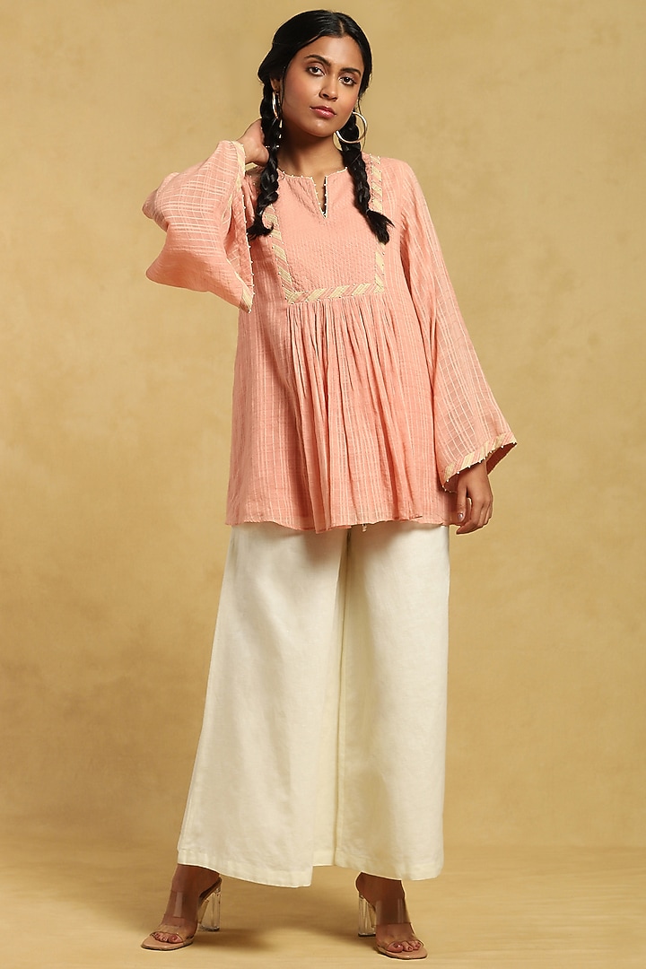 Rose Pink Cotton A-Line Kurta by Ritu Kumar at Pernia's Pop Up Shop