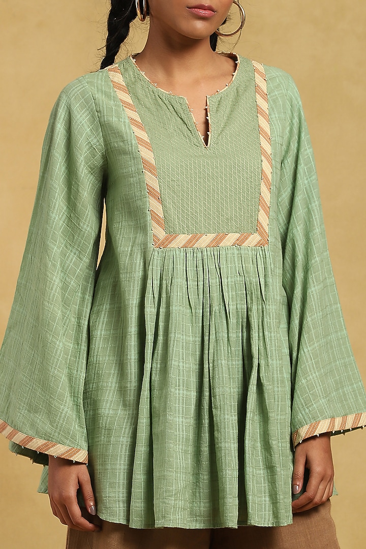 Green Cotton A-Line Kurta by Ritu Kumar at Pernia's Pop Up Shop