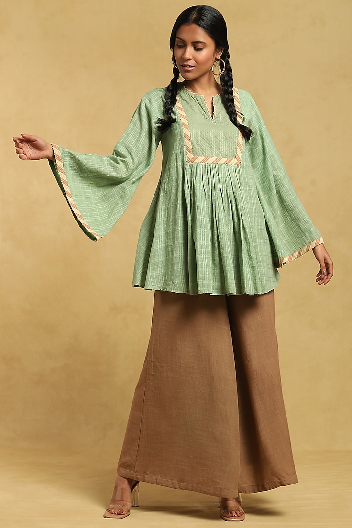 Green Cotton A-Line Kurta by Ritu Kumar at Pernia's Pop Up Shop