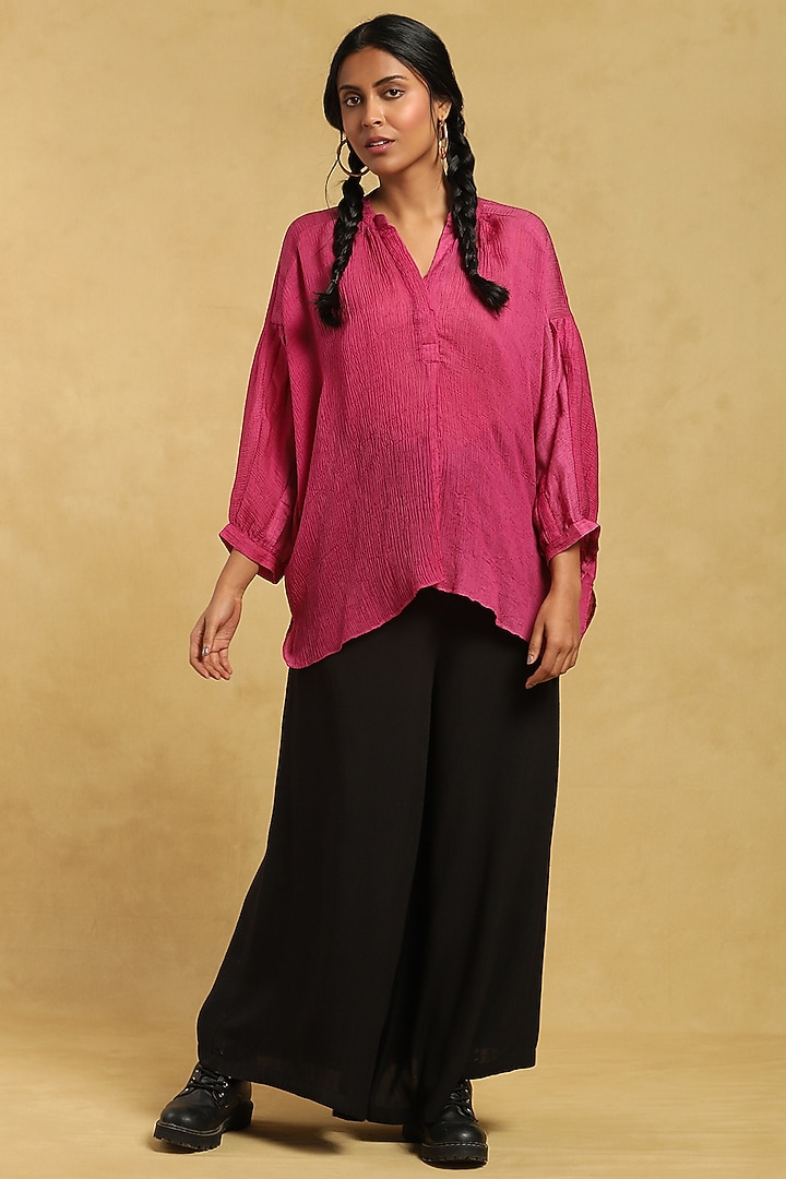 Black Cotton Linen Palazzo Pants by Ritu Kumar at Pernia's Pop Up Shop