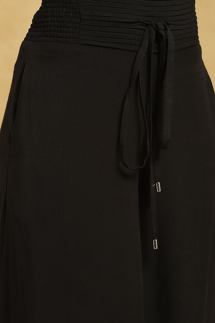 Black Cotton Linen Palazzo Pants by Ritu Kumar at Pernia's Pop Up Shop