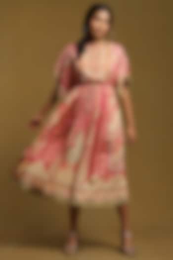 Pink Printed Kaftan Dress by Ritu Kumar