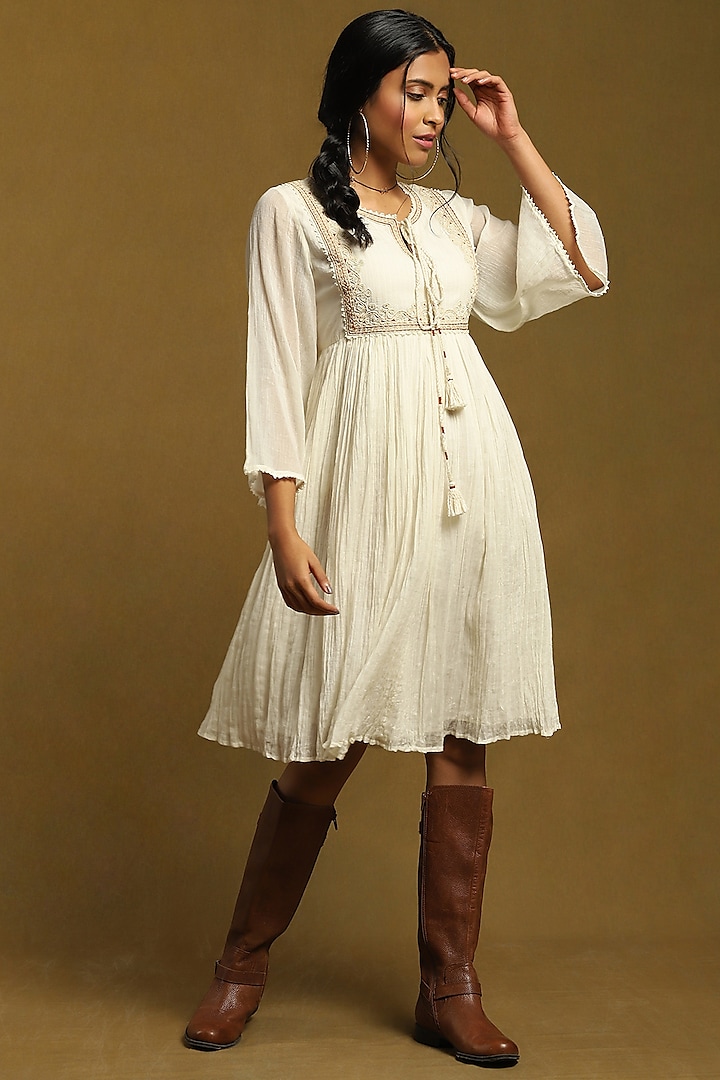 Off-White Embroidered Dress by Ritu Kumar