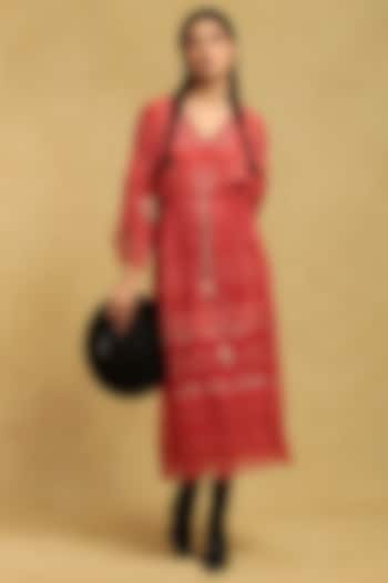 Red Printed Maxi Dress by Ritu Kumar