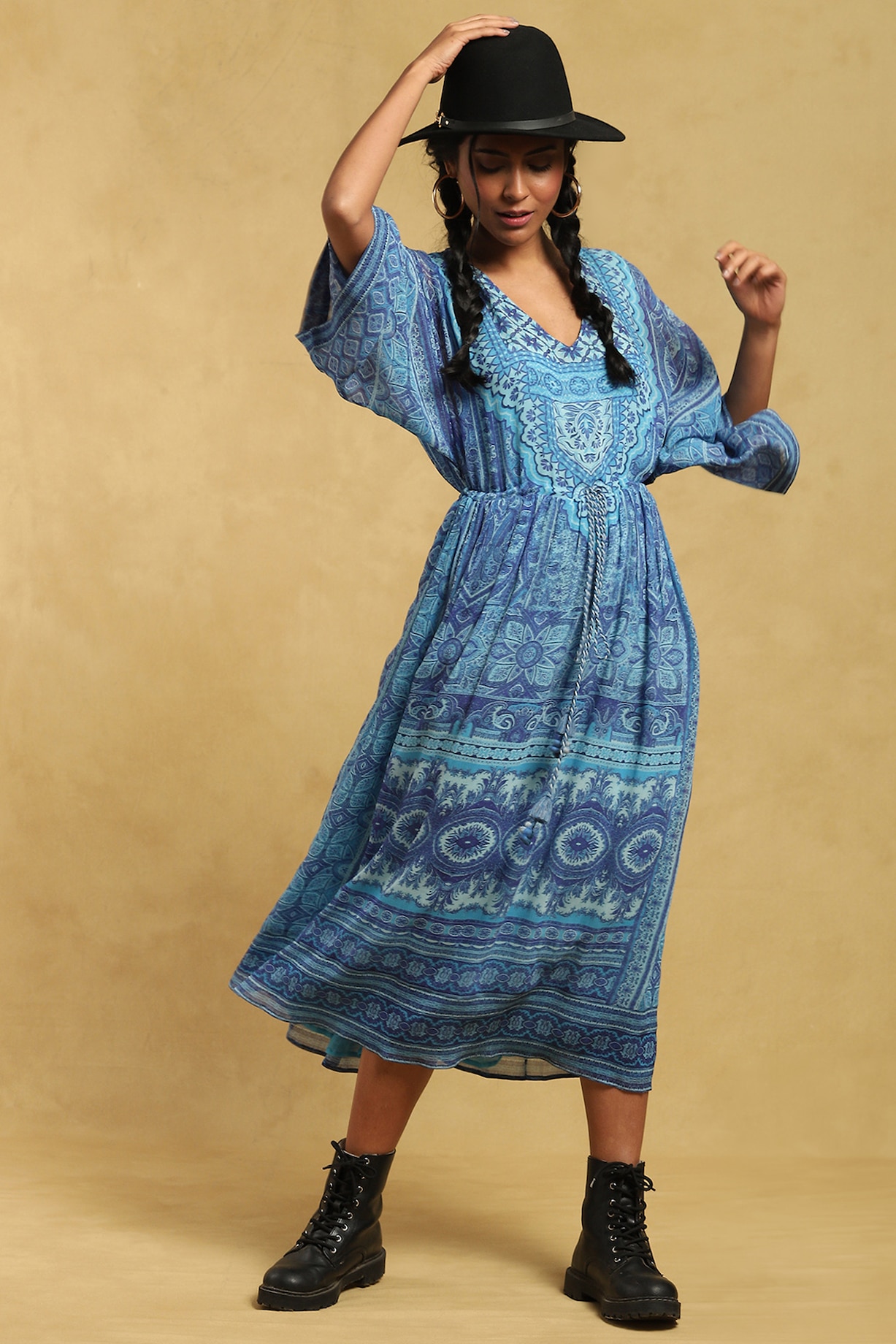 Blue Printed Maxi Summer Dress by Ritu Kumar at Pernia's Pop Up Shop