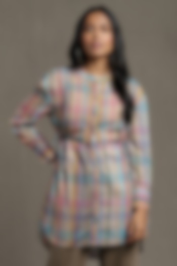 Multi-Colored Madras Cotton Printed Kurta by Ritu Kumar at Pernia's Pop Up Shop