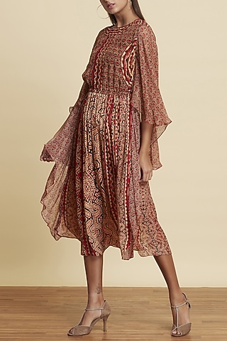 Red & Black Printed Dress by Ritu Kumar