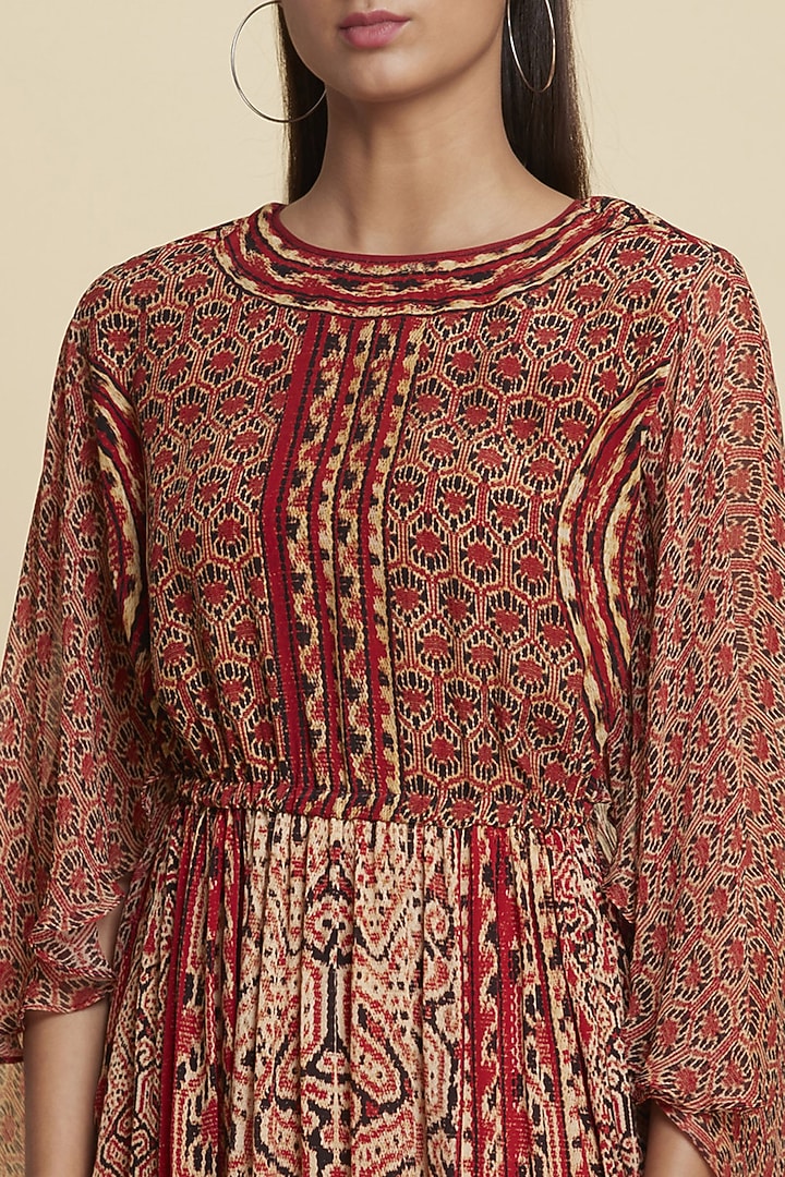 Red & Black Printed Summer Dress by Ritu Kumar at Pernia's Pop Up Shop