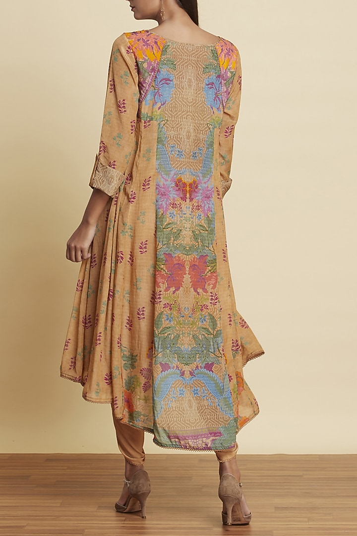 Ochre Brown Printed Kurta With Dhoti Pants by Ritu Kumar at Pernia's Pop Up Shop