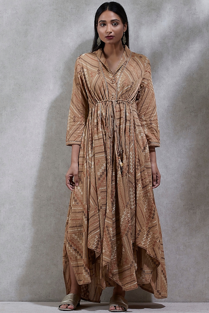 Beige Asymmetric Kurta Dress by Ritu Kumar