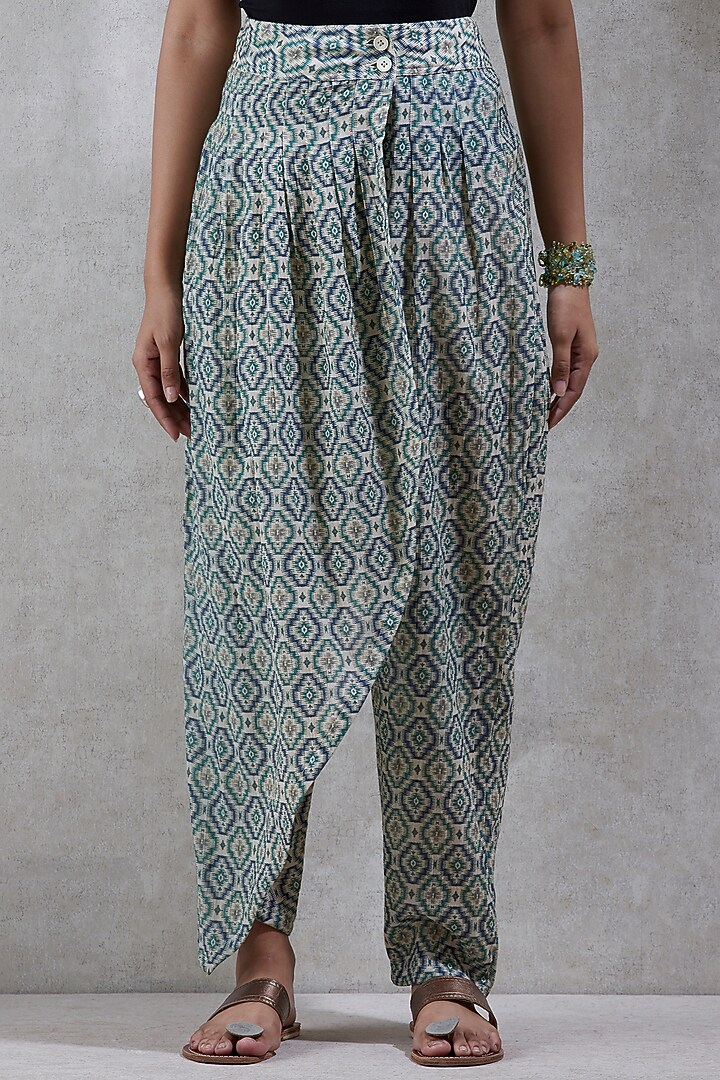 Beige Printed Wrap Dhoti Pants by Ritu Kumar at Pernia's Pop Up Shop