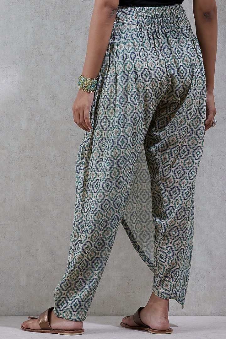 Beige Printed Wrap Dhoti Pants by Ritu Kumar at Pernia's Pop Up Shop