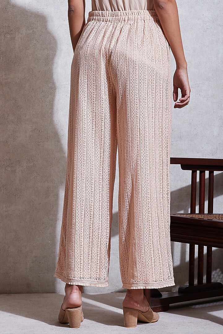 Rose Pink Palazzo Pants With Self Work by Ritu Kumar at Pernia's Pop Up Shop