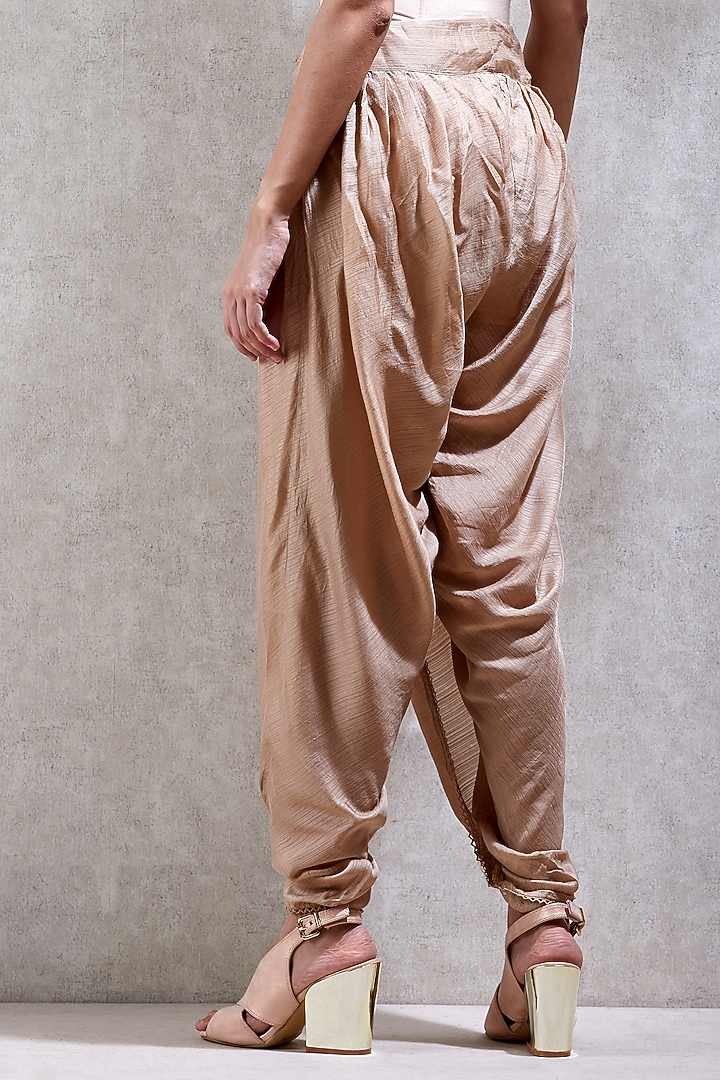 Beige Viscose Bamberg Dhoti Pants by Ritu Kumar at Pernia's Pop Up Shop