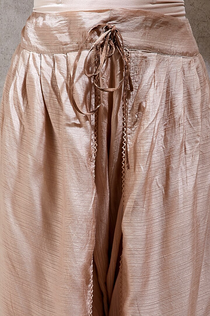 Beige Viscose Bamberg Dhoti Pants by Ritu Kumar at Pernia's Pop Up Shop