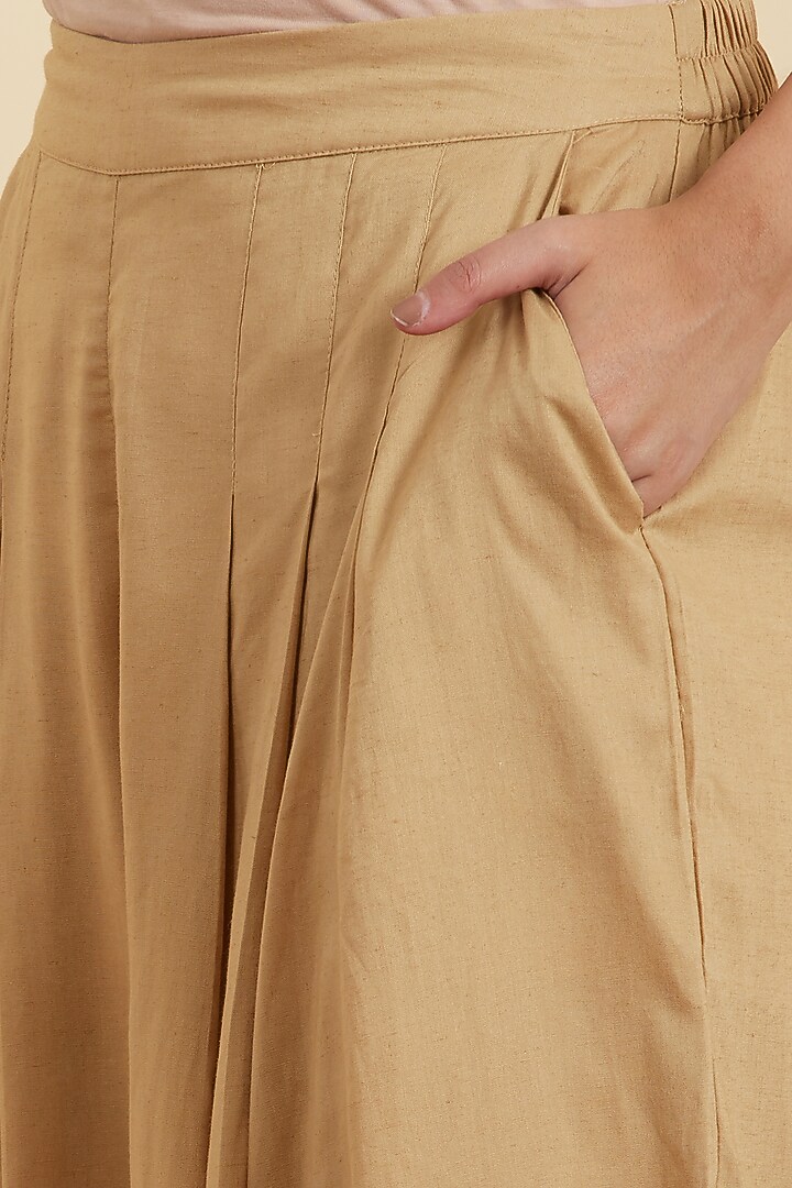 Beige Flared Palazzo Pants by Ritu Kumar at Pernia's Pop Up Shop
