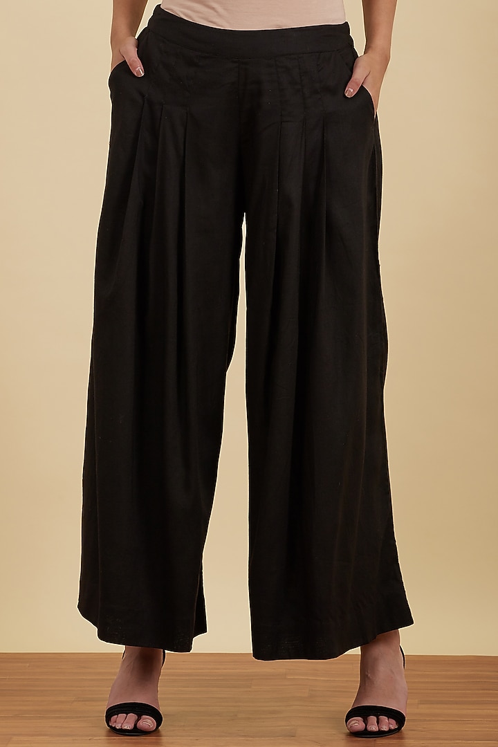 Black Flared Palazzo Pants by Ritu Kumar at Pernia's Pop Up Shop