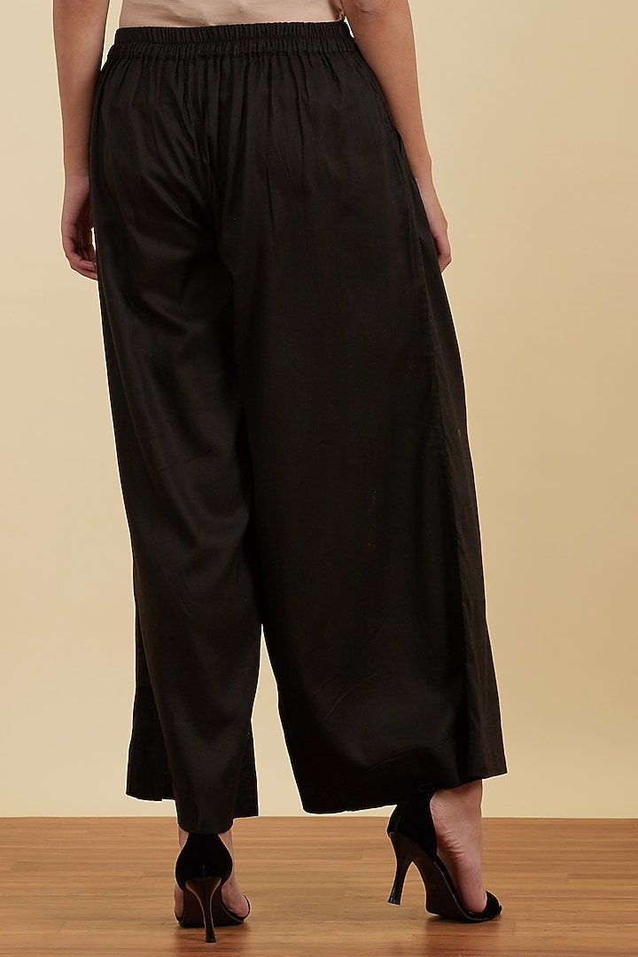 Black Flared Palazzo Pants by Ritu Kumar at Pernia's Pop Up Shop