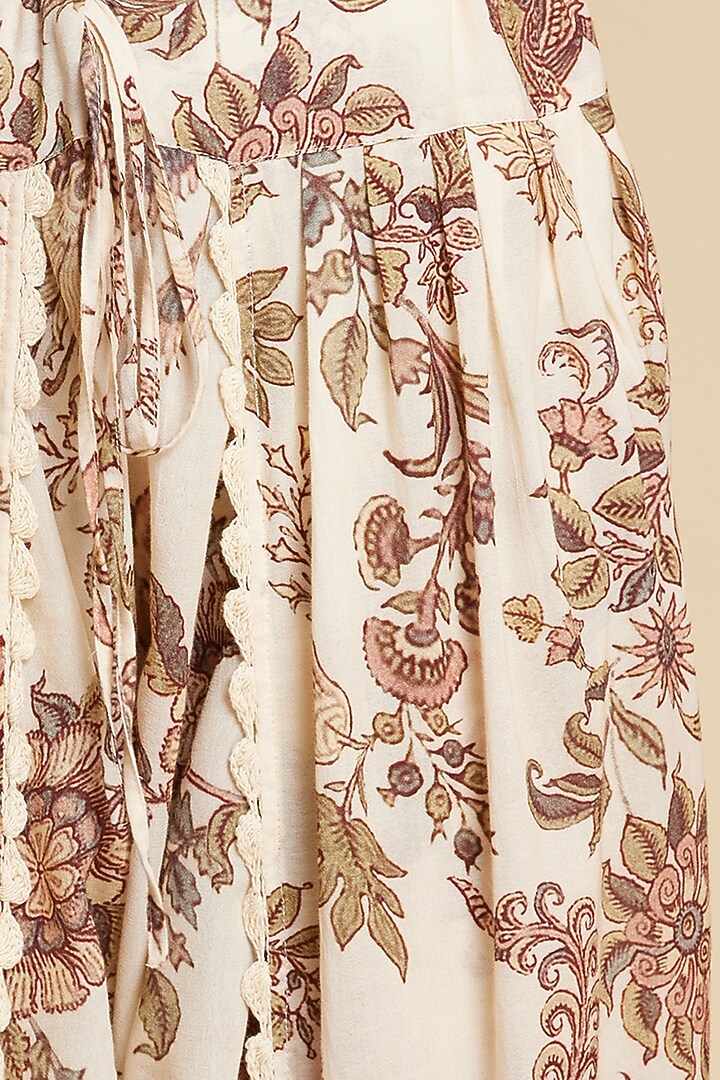 Ecru White Printed Dhoti Pants by Ritu Kumar at Pernia's Pop Up Shop