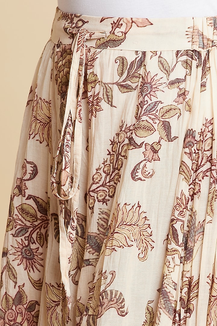 Ecru White Printed Palazzo Pants by Ritu Kumar at Pernia's Pop Up Shop