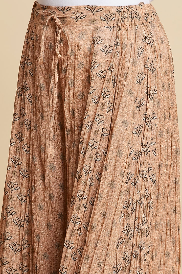 Beige Printed Palazzo Pants by Ritu Kumar at Pernia's Pop Up Shop