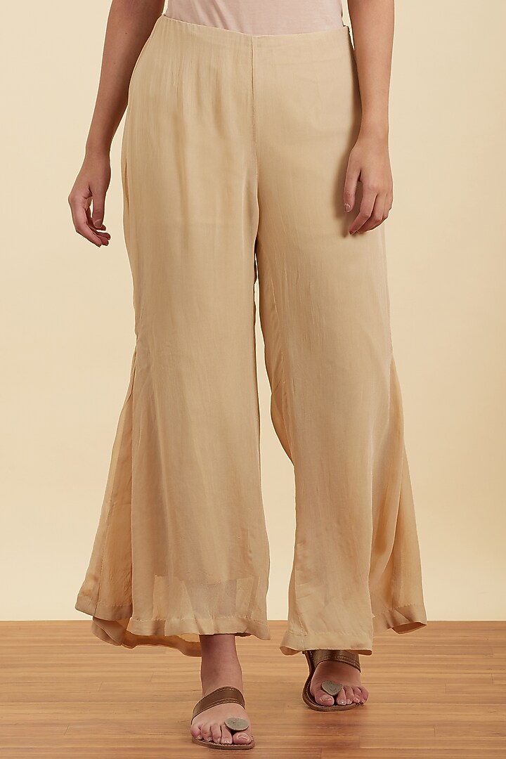 Beige Palazzo Pants by Ritu Kumar at Pernia's Pop Up Shop