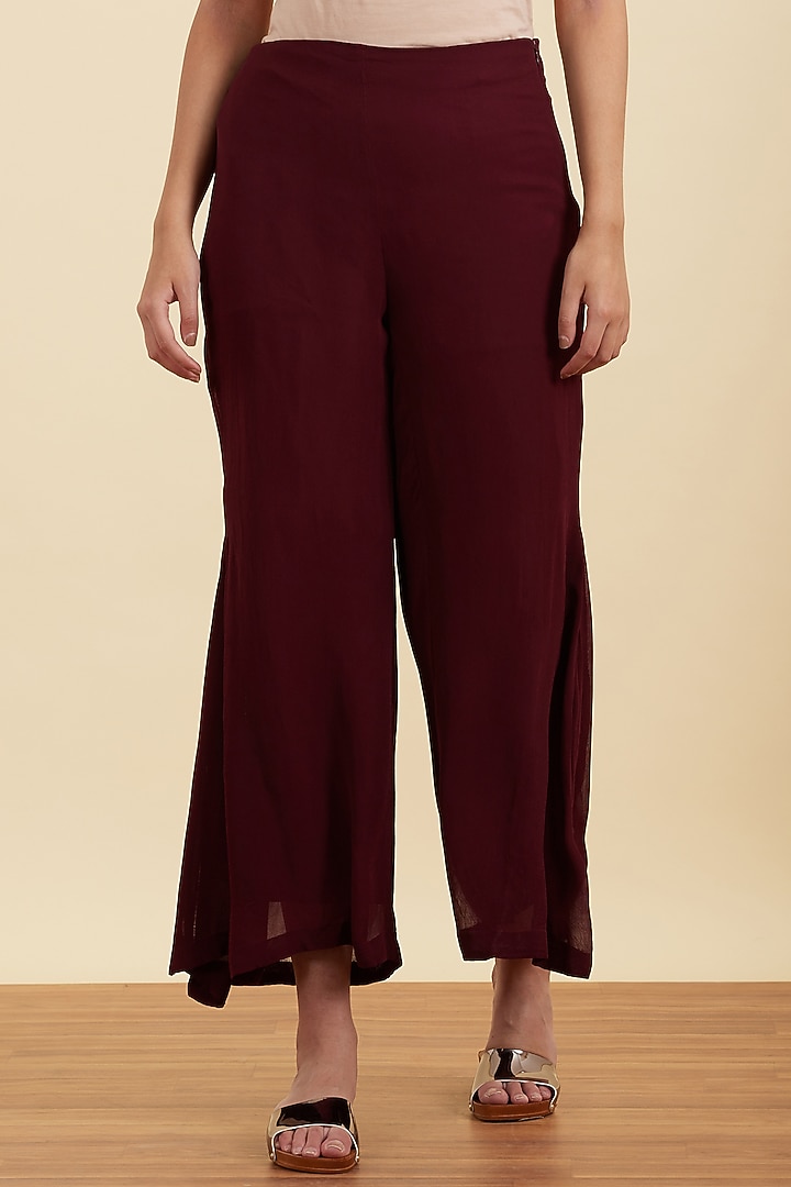 Burgundy Palazzo Pants by Ritu Kumar at Pernia's Pop Up Shop
