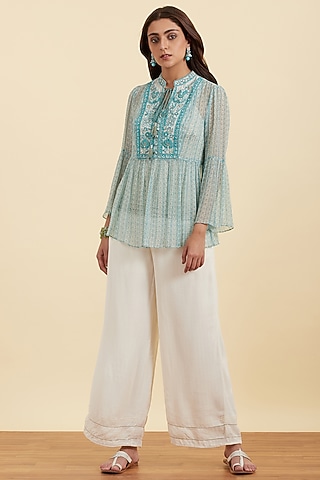 Ivory Palazzo Pants by Ritu Kumar