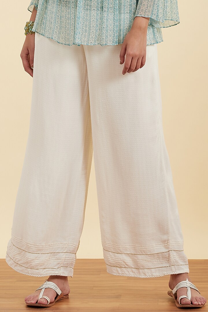 Ivory Palazzo Pants by Ritu Kumar at Pernia's Pop Up Shop